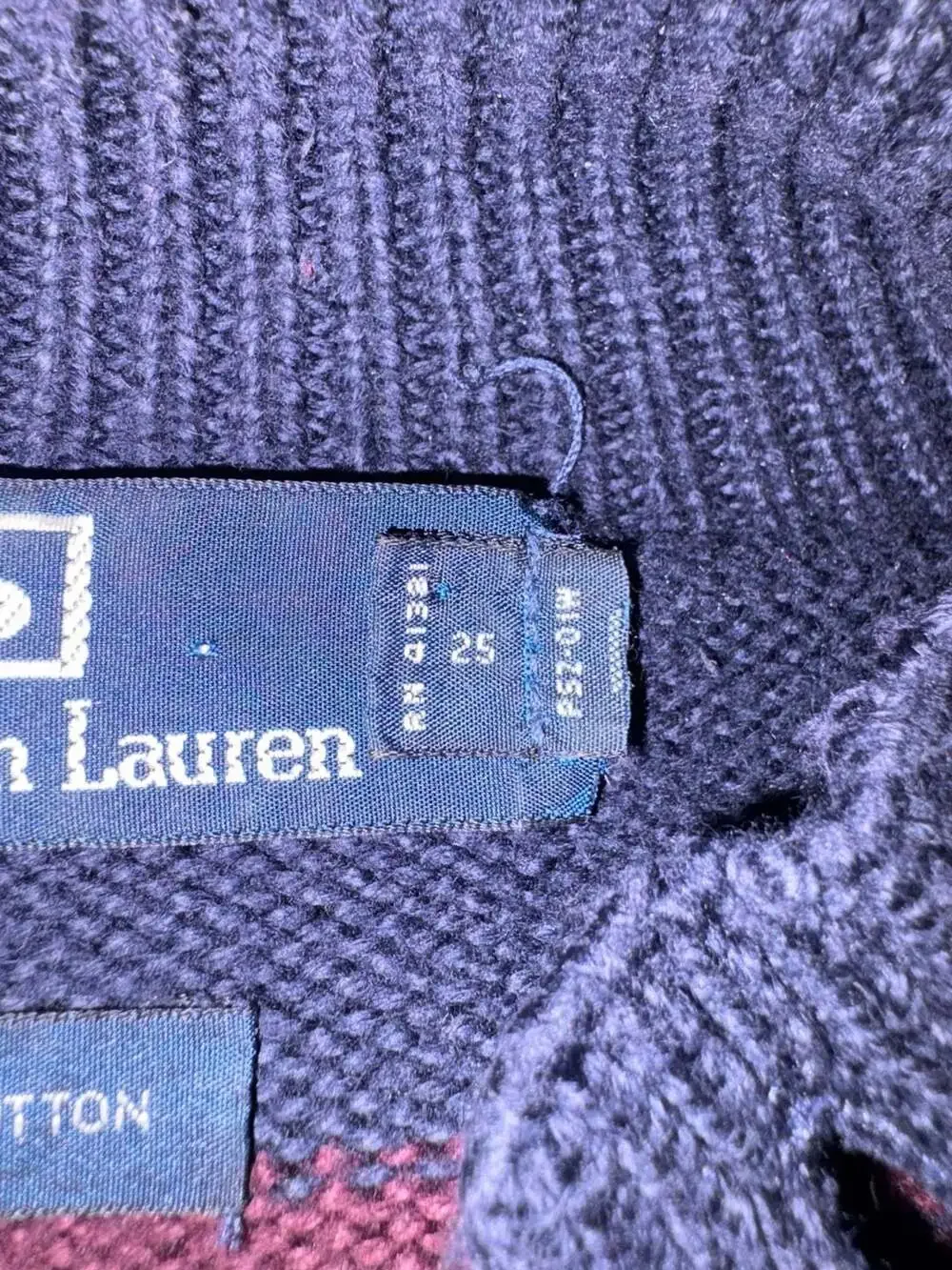 Vintage Polo RalphLauren Striped Cotton Henley Sweater Navy Yellow Men’s XL Knit
